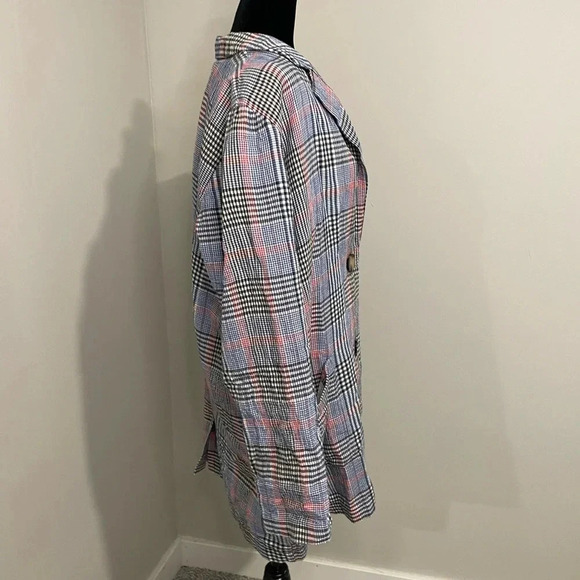 J. Jill Plaid Oversized Longline Cotton Blazer Red, White,‎ and Blue - Picture 10 of 12